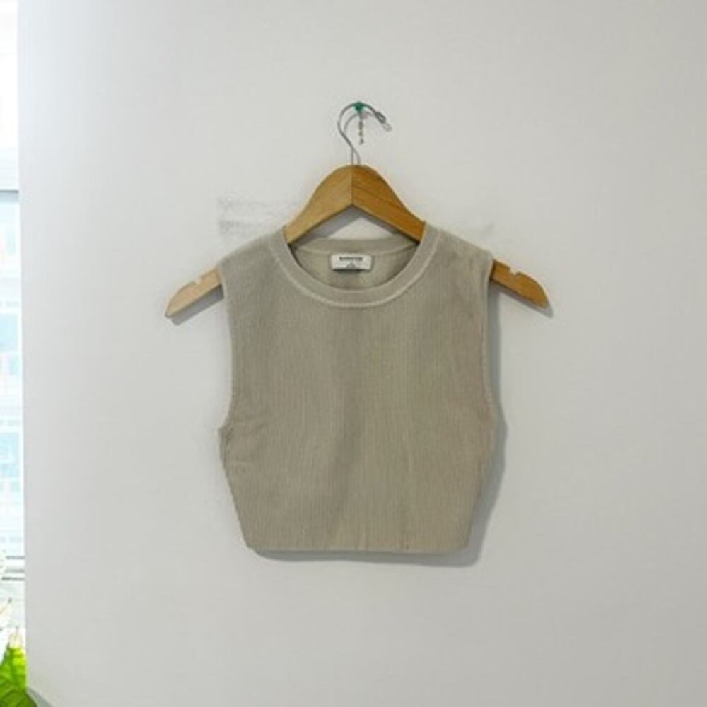 Aritzia Babaton Beige Sculptknit High Neck Crop Top Size Small